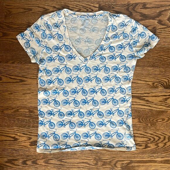 Urban Outfitters BDG Soft Thin Short Sleeve T-Shirt Bicycle Pattern Blue Small - Picture 3 of 7